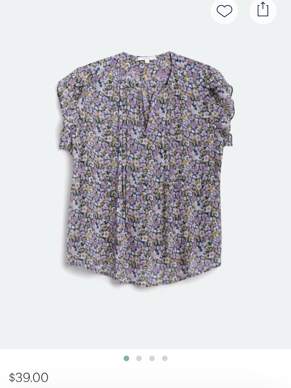 Monday Fun Alvena Floral Split Neck Blouse Ruffle Sleeve 2X Purple